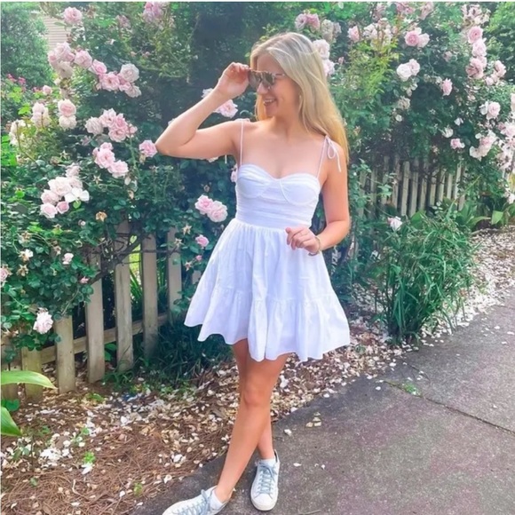 Staud Mini Landry Dress in White - Picture 1 of 9